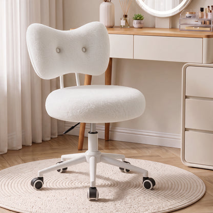 Office Vanity Chair with Wheels Comfy Desk Chair with Back for Girls Women, Height Adjustable, 360°Rolling Swivel, for Makeup Living Room Bedroom Home Office Task, Modern Stylish and Comfortable