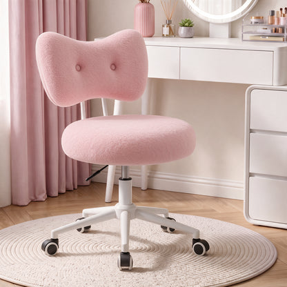 Office Vanity Chair with Wheels Comfy Desk Chair with Back for Girls Women, Height Adjustable, 360°Rolling Swivel, for Makeup Living Room Bedroom Home Office Task, Modern Stylish and Comfortable