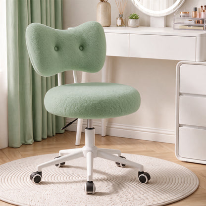Office Vanity Chair with Wheels Comfy Desk Chair with Back for Girls Women, Height Adjustable, 360°Rolling Swivel, for Makeup Living Room Bedroom Home Office Task, Modern Stylish and Comfortable