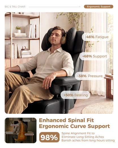 FIDOM Big and Tall Office Chair, Heavy Duty Computer Desk Chair with FootRest & Ergonomic Lumbar Support, High Back Executive Leather Chair for Home Office Gaming