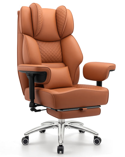 FIDOM Big and Tall Office Chair, Heavy Duty Computer Desk Chair with FootRest & Ergonomic Lumbar Support, High Back Executive Leather Chair for Home Office Gaming