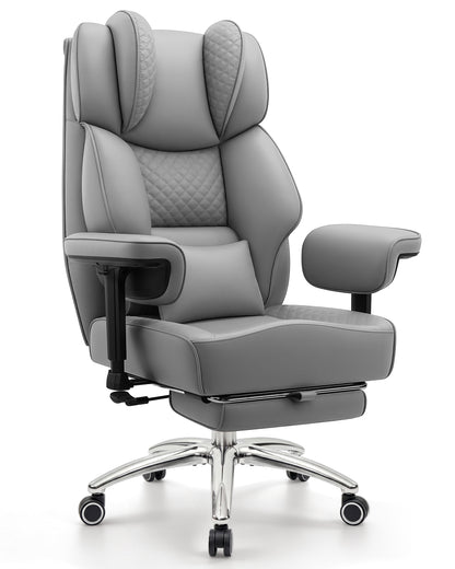 FIDOM Big and Tall Office Chair, Heavy Duty Computer Desk Chair with FootRest & Ergonomic Lumbar Support, High Back Executive Leather Chair for Home Office Gaming