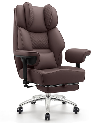 FIDOM Big and Tall Office Chair, Heavy Duty Computer Desk Chair with FootRest & Ergonomic Lumbar Support, High Back Executive Leather Chair for Home Office Gaming
